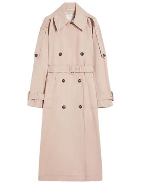 Double-Breasted Closure Jacket with Fabric Belt - Women's Size S