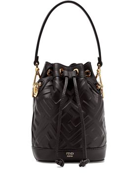 Mini FF Embossed Leather Bag - 18 cm Height x 14 cm Length x 12 cm Depth