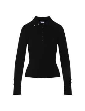 COURREGÈS Ribbed-knit Polo Top
