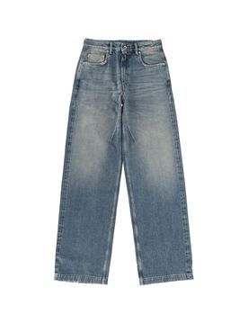 Front Button Jeans with Distressed Zip Closure - Size 26