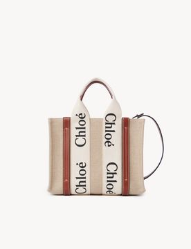 Chloé Mini Linen Bag with Adjustable Strap and Internal Pocket - 26.5 x 20 x 8 cm