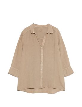 V-Neck Long Sleeve Linen Shirt