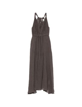 Adjustable Back Closure Mini Linen Dress with Slits