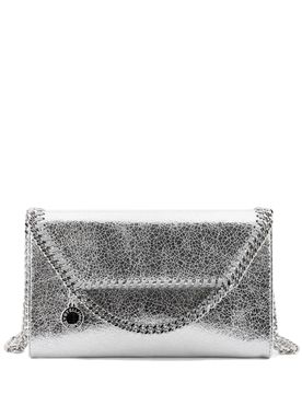 Metallic Fabric Mini Handbag with Chain and Shoulder Strap