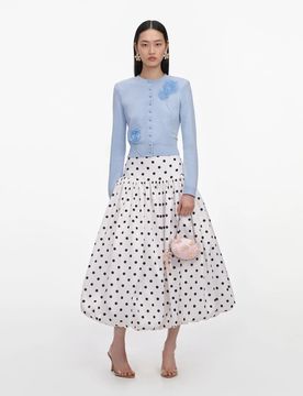 Elegant Button-Down Front Sweater with Removable Shoulder Pads - Size S
