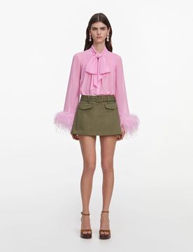 Fitted Standout Mini Skirt with Exposed Zip and Removable Belt - Size UK 6