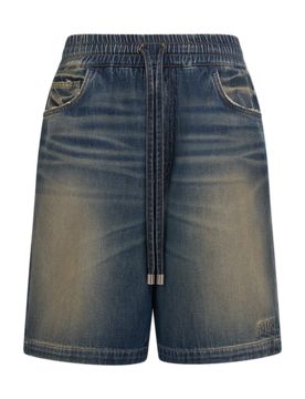 Relaxed Fit Drawstring Shorts with Embroidered Logo