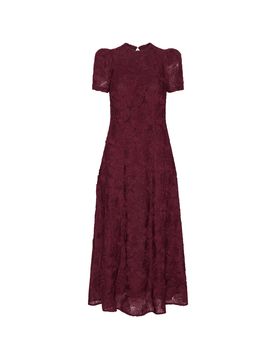 Mini Round Neck Dress with Puffed Sleeves - Size 34