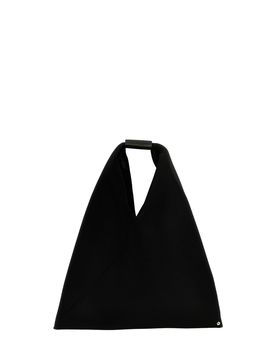Japanese Leather Handbag with Embossed Logo and Snap Closure