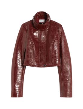 Alligator-Print Collar Jacket