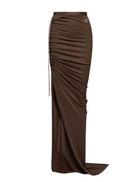 Drawstring Slit Maxi Skirt