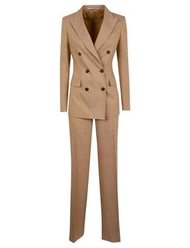 Tailored Double-Breasted Suit with Straight-Leg Trousers