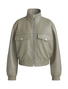 High Collar Mini Jacket with Drop Shoulders