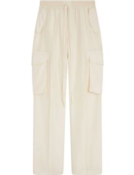 Silk Cargo Trousers with Drawstring Waist