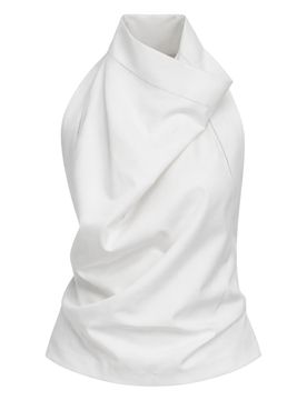 Backless Silk Top with Draped Neckline - Women's