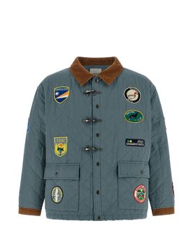 Appliqué Jacket with Velvet Collar for Men