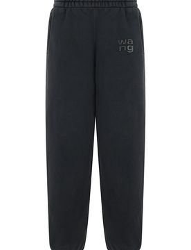 ALEXANDERWANG. T Crystal Hotfix Logo Sweatpant in Brushed Terry