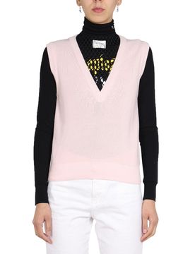 Knitted Vest with Mesh Detail
