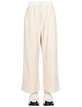 Monogram-pattern Terrycloth Wide-leg Trousers