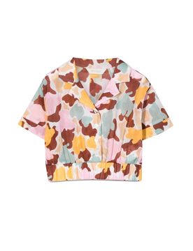 Cropped Camouflage Print Shirt