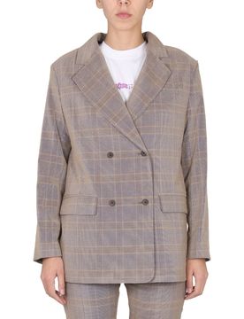 Double-Breasted Oversized Blazer with Mirror Lapel
