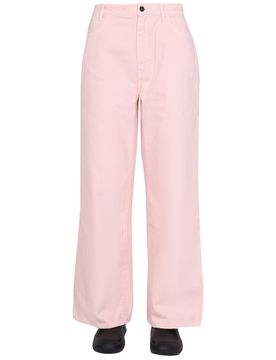 WIDE LEG COTTON DENIM PANTS