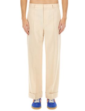 Turn-Up Hem Wide Leg Trousers
