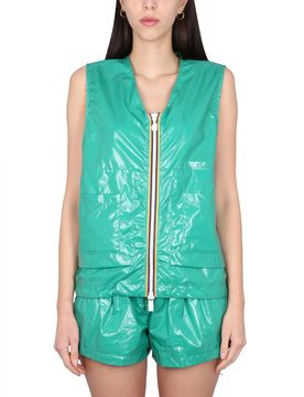 Unisex V-Neck Zipper Closure Mini Vest
