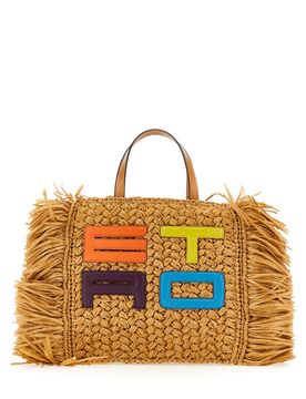 ETRO Fringed Raffia Tote Bag
