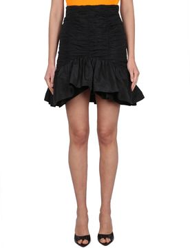 Ruffled Cotton Gabardine Miniskirt