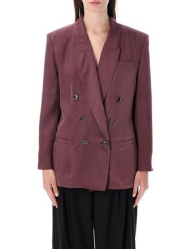 Sophisticated Double-Breasted Silk Habotai Jacket - Size 36