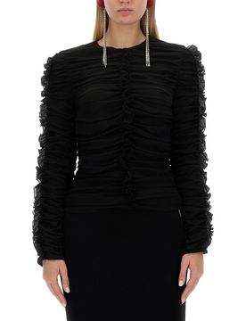 MAGDA BUTRYM Ruched Silk-blend Top