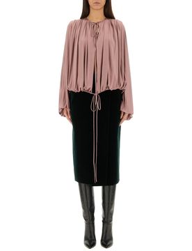 Drawstring Gathered-shoulder Blouse