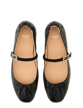 FF-logo Buckle Bow-detail Ballet Flats