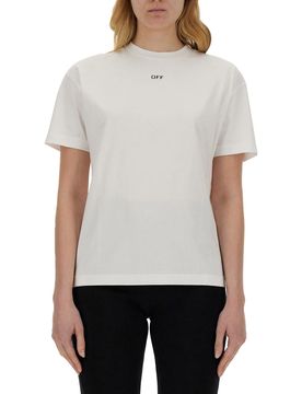 OFF- Diag-stripe Cotton T-shirt