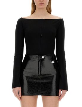 Zip-detail Jersey Bodysuit