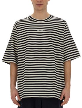 COTTON JERSEY STRIPE PATTERN T-SHIRT with LOGO