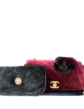 Medium Quilted Velvet Private Affair Camellia Flap