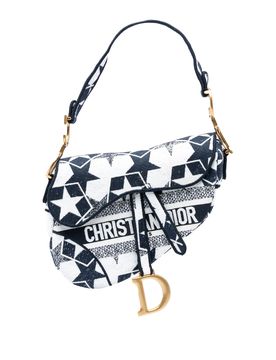 Embroidered Canvas Stars Saddle Bag