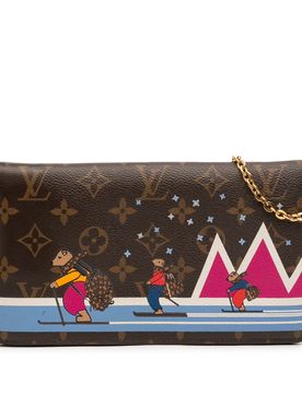 Monogram Christmas Animation Bears on Skis Pochette Weekend Chain Wallet