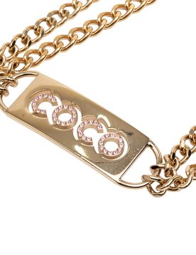 Gold Plated Strass Coco Plaque Double Chain Belt
