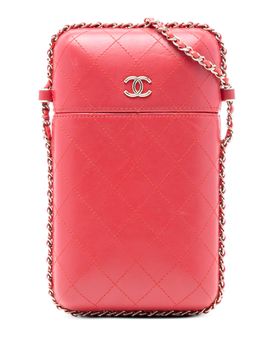 CC Quilted Lambskin Chain Around Phone Holder