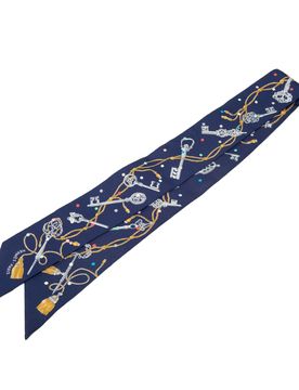Les Cles a Pois Silk Twilly Scarf