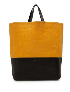 Small Bicolor Suede and Calfskin Vertical Cabas Tote