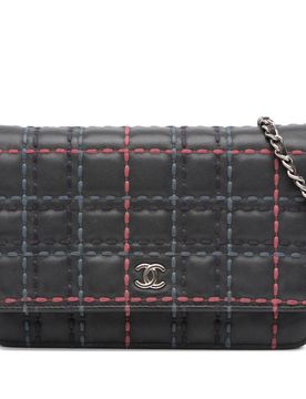 CC Square Stitched Calfskin Wallet on Chain