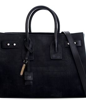 Small Croc Embossed Suede Sac De Jour Satchel