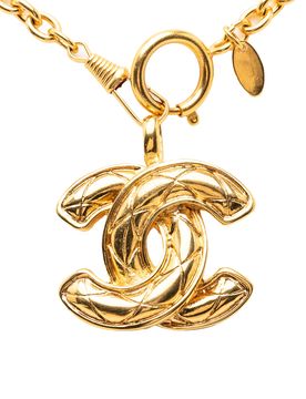 CC Gold Plated Quilted Pendant Necklace