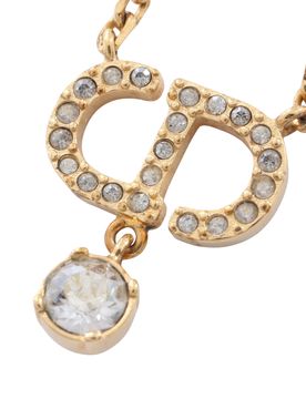 Gold Plated Strass CD Logo Pendant Necklace