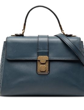 Small Intrecciato Trimmed Nappa Piazza Top Handle Satchel