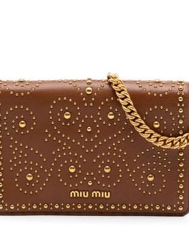 Studded Goatskin Madras Lux Wallet On Chain